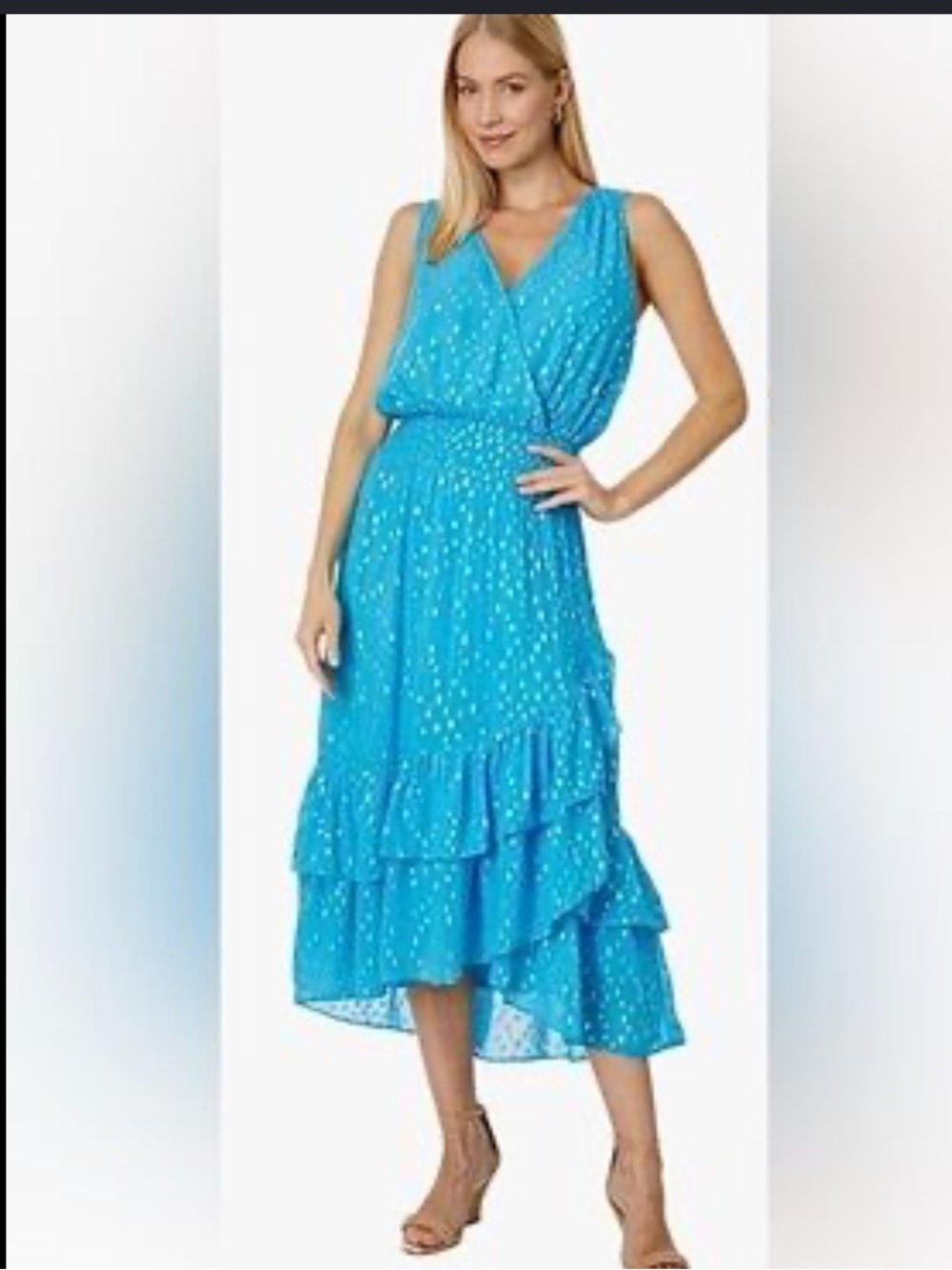 Lilly Pulitzer Turquoise Maxi Dress with Gold Dot Accents